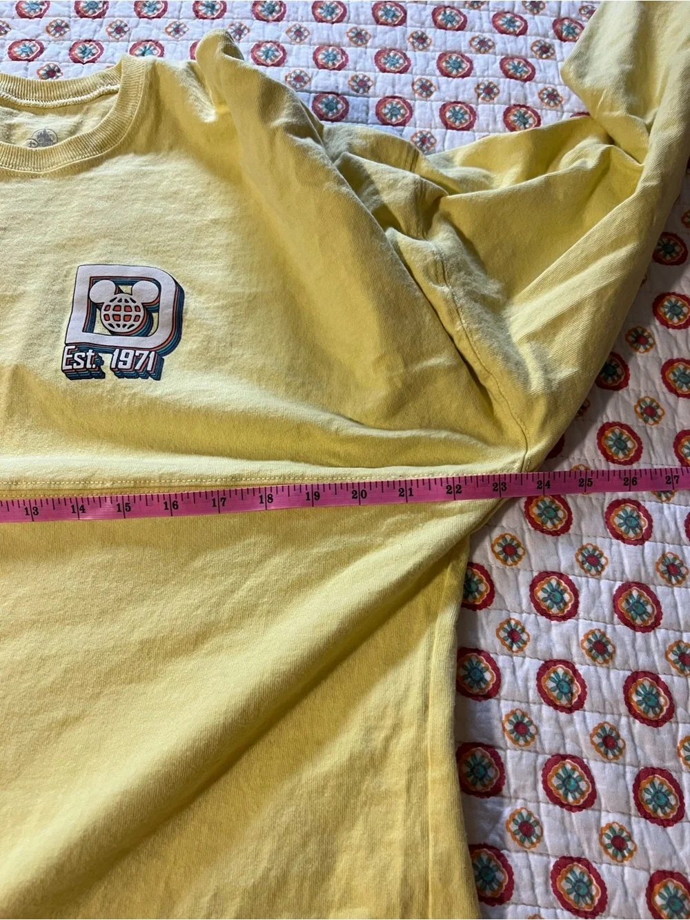 Walt Disney World Retro Yellow Spirit Jersey Long Sleeve Shirt size small